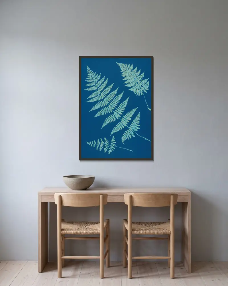 Ferns of Huntington, Long Island Pl.02 av Ella J. C. Hurd inramad på en vägg
