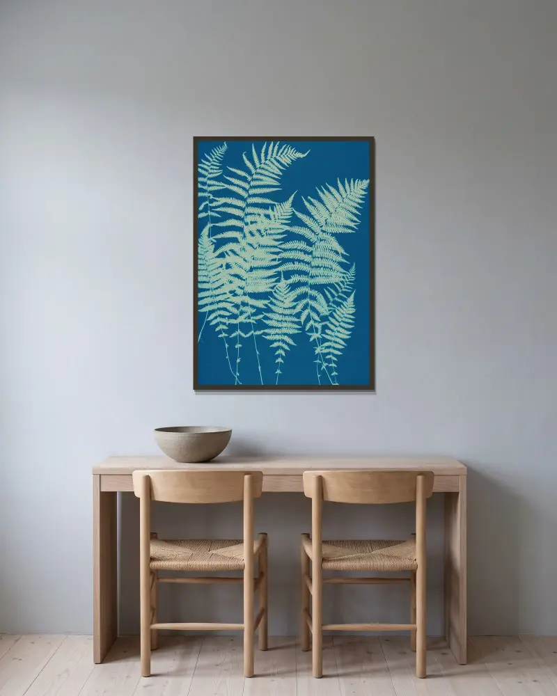 Ferns of Huntington, Long Island Pl.03 av Ella J. C. Hurd inramad på en vägg