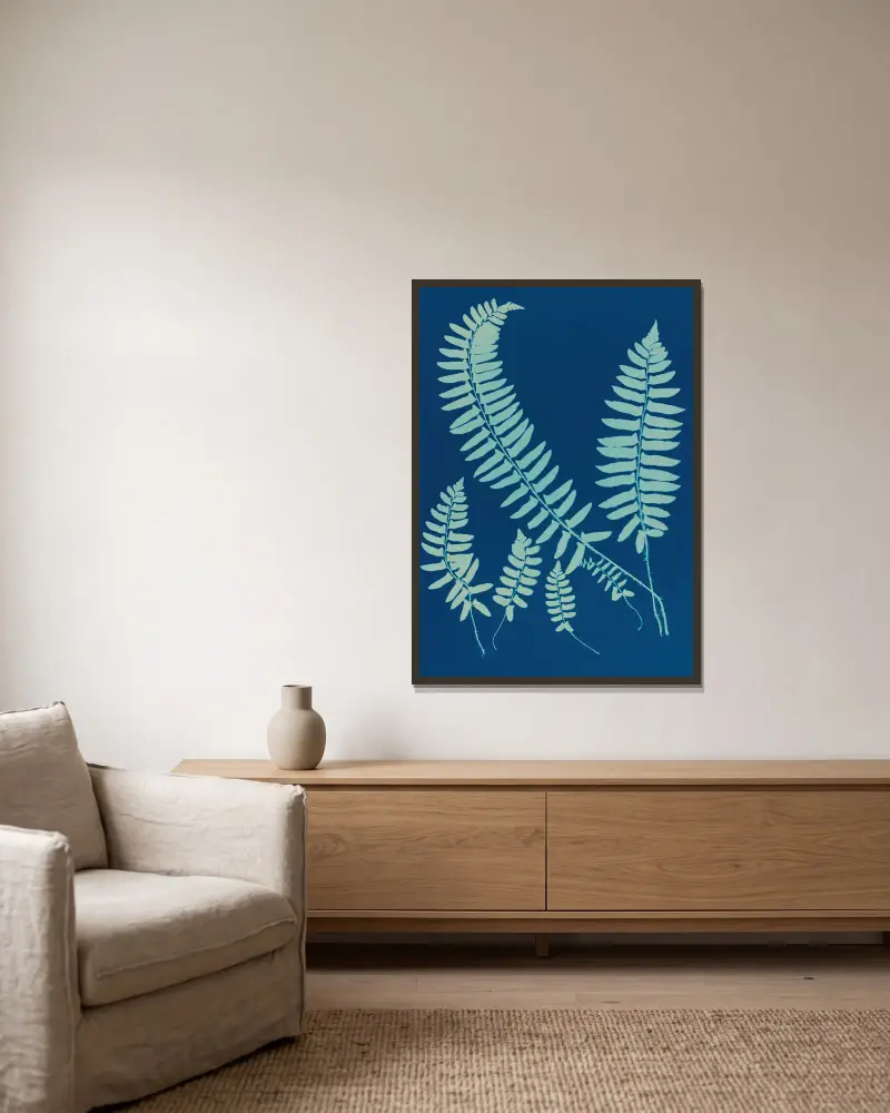Ferns of Huntington, Long Island Pl.06 av Ella J. C. Hurd inramad på en vägg