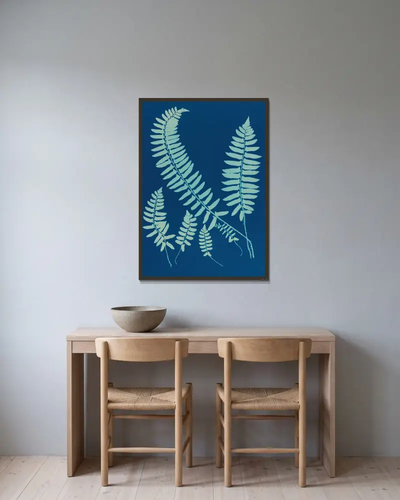 Ferns of Huntington, Long Island Pl.06 av Ella J. C. Hurd inramad på en vägg