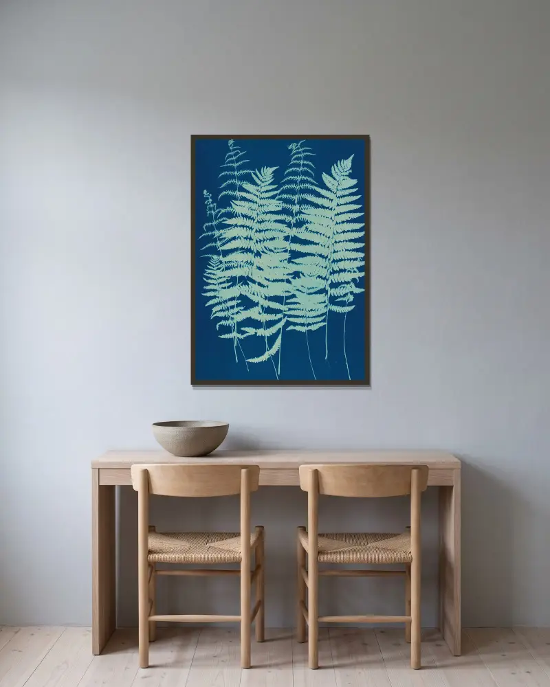 Ferns of Huntington, Long Island Pl.07 av Ella J. C. Hurd inramad på en vägg