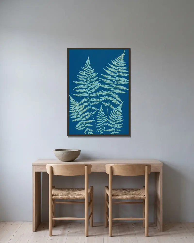 Ferns of Huntington, Long Island Pl.18 av Ella J. C. Hurd inramad på en vägg