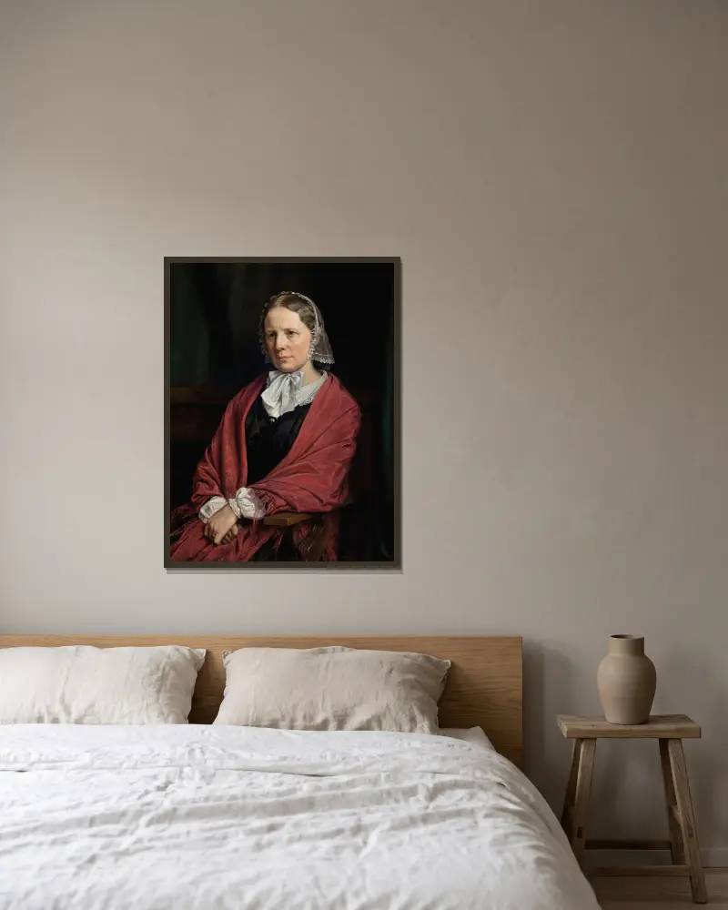 Amalie Elisabeth Freund, f. von Würden. Billedhuggeren H. E. Freunds hustru av P. C. Skovgaard inramad på en vägg