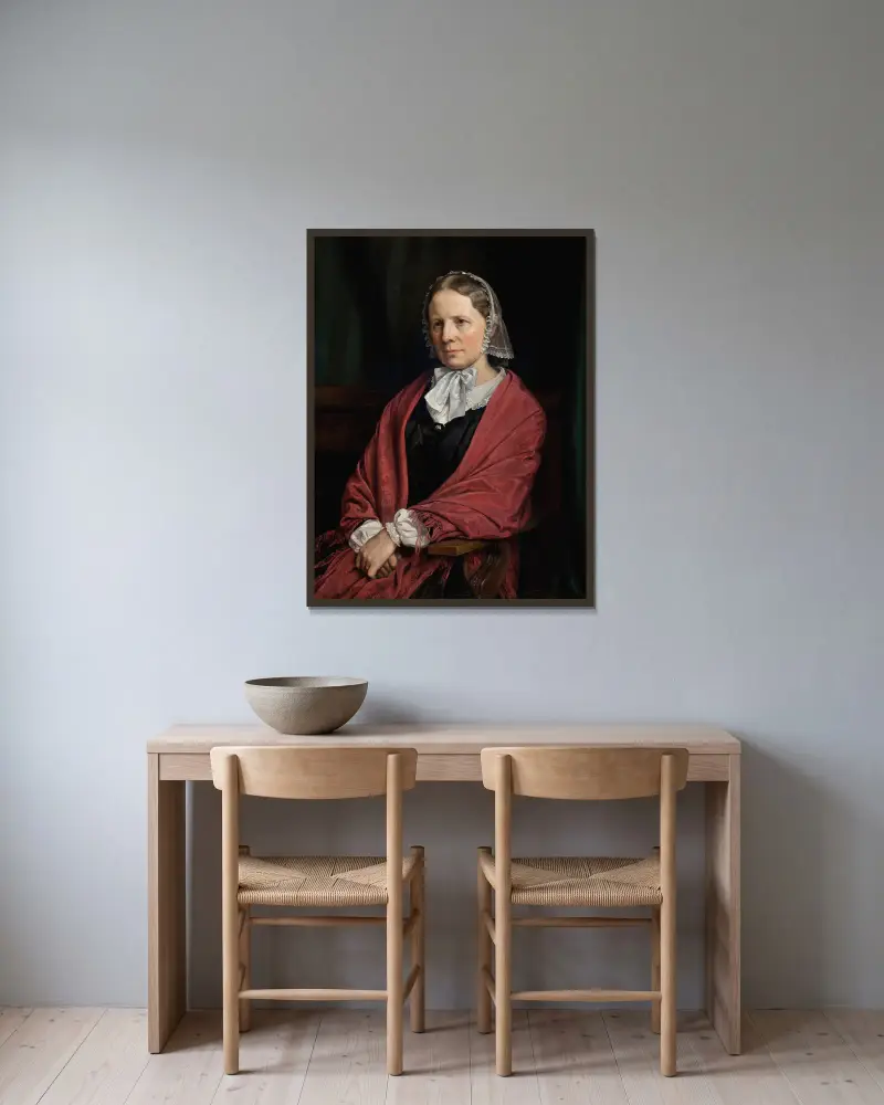 Amalie Elisabeth Freund, f. von Würden. Billedhuggeren H. E. Freunds hustru av P. C. Skovgaard inramad på en vägg