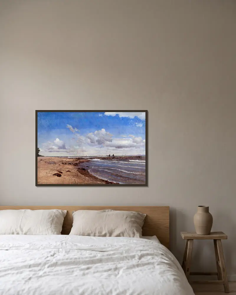 Strand bei Hellebæk von P. C. Skovgaard gerahmt an einer Wand