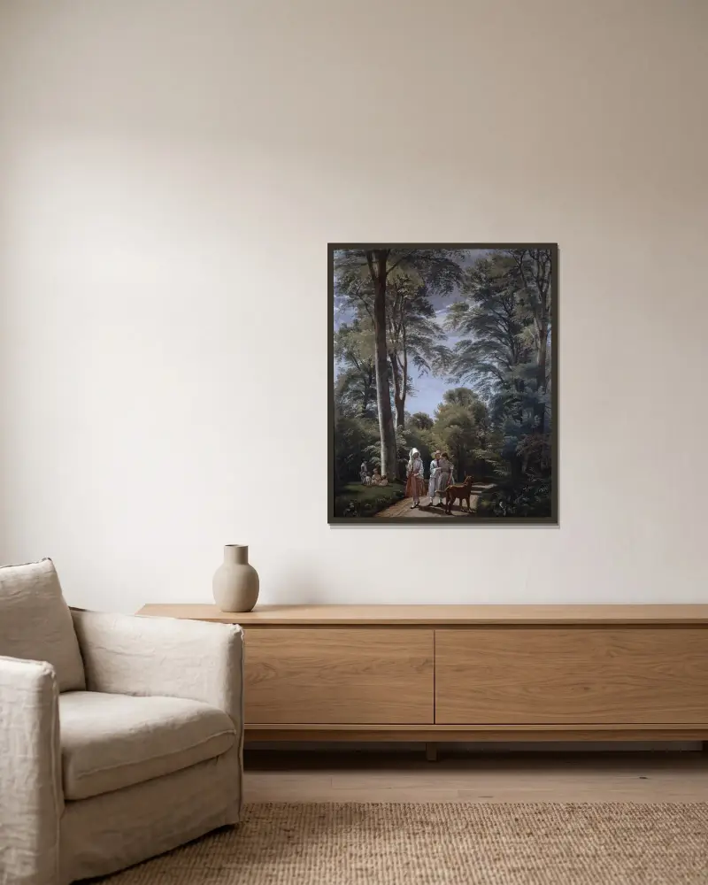 Buchenwald im Mai von P. C. Skovgaard gerahmt an einer Wand