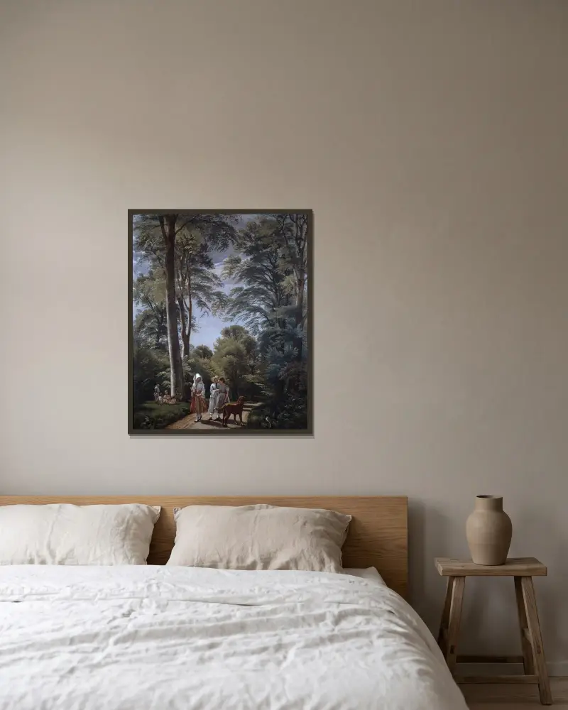 Buchenwald im Mai von P. C. Skovgaard gerahmt an einer Wand