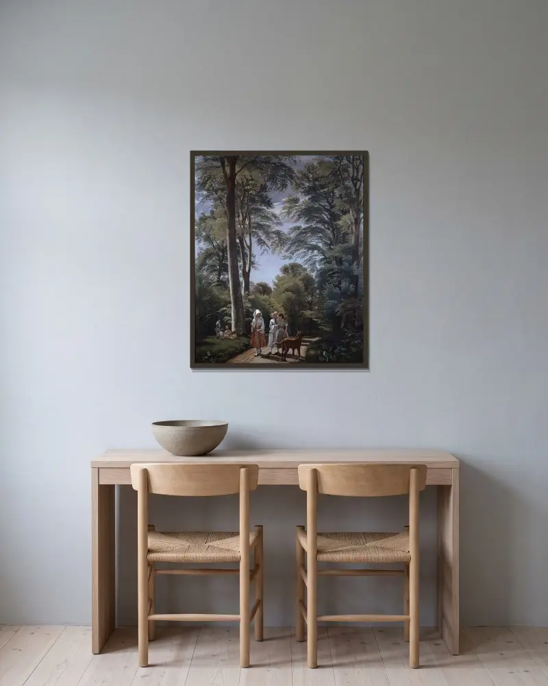 Buchenwald im Mai von P. C. Skovgaard gerahmt an einer Wand