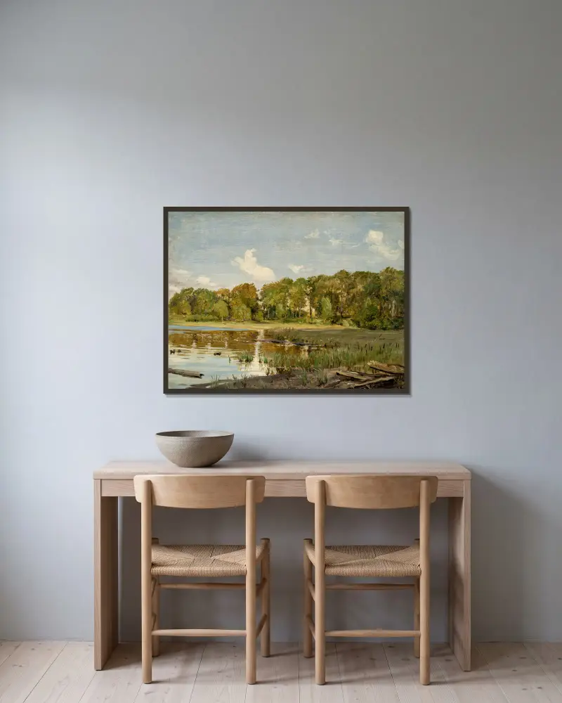 By Lake Gurre, Zealand av P. C. Skovgaard inramad på en vägg