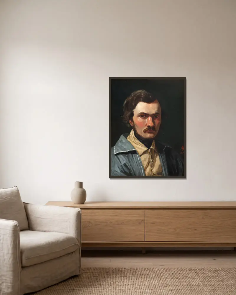 Malíř J. Th. Lundbye, P. C. Skovgaard v rámu na stěně