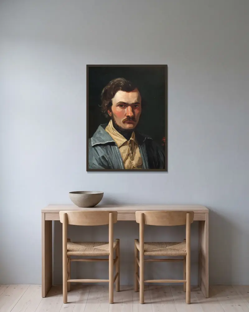 Malíř J. Th. Lundbye, P. C. Skovgaard v rámu na stěně