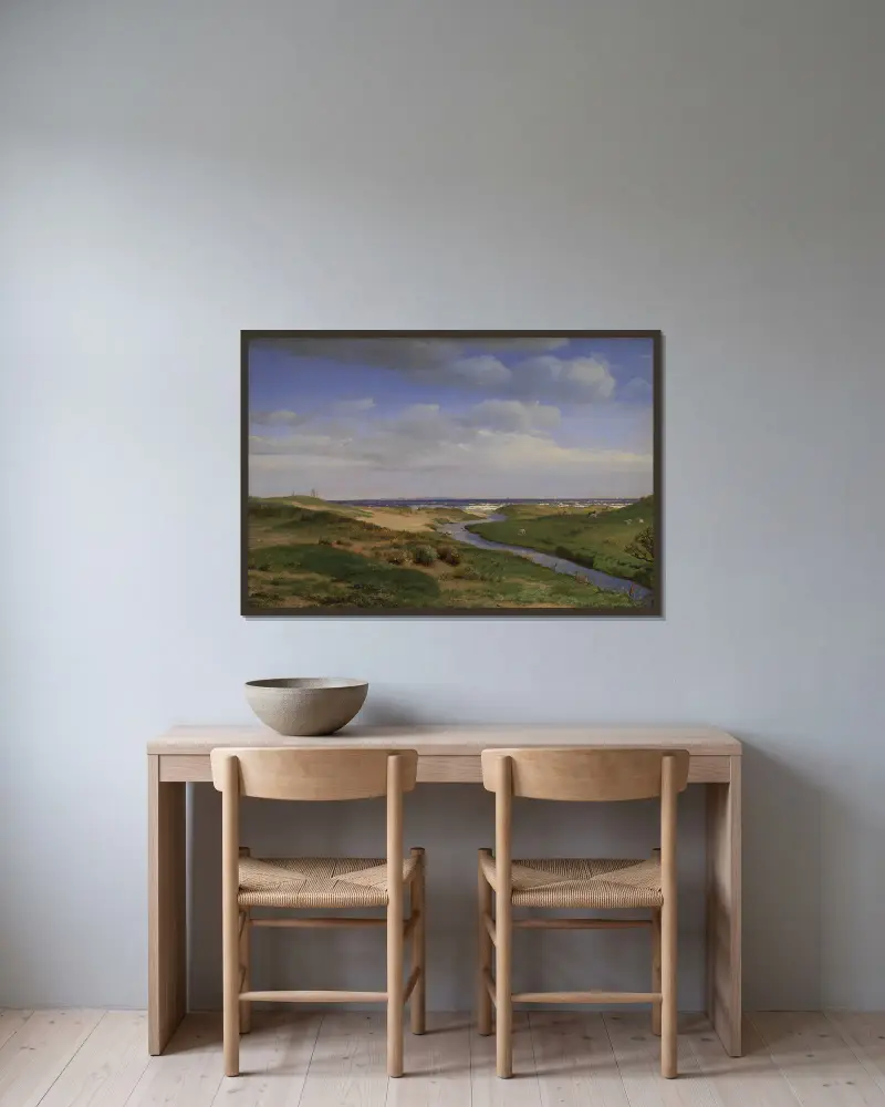 View of the North Coast of Zealand at Dronningmølle av P. C. Skovgaard inramad på en vägg