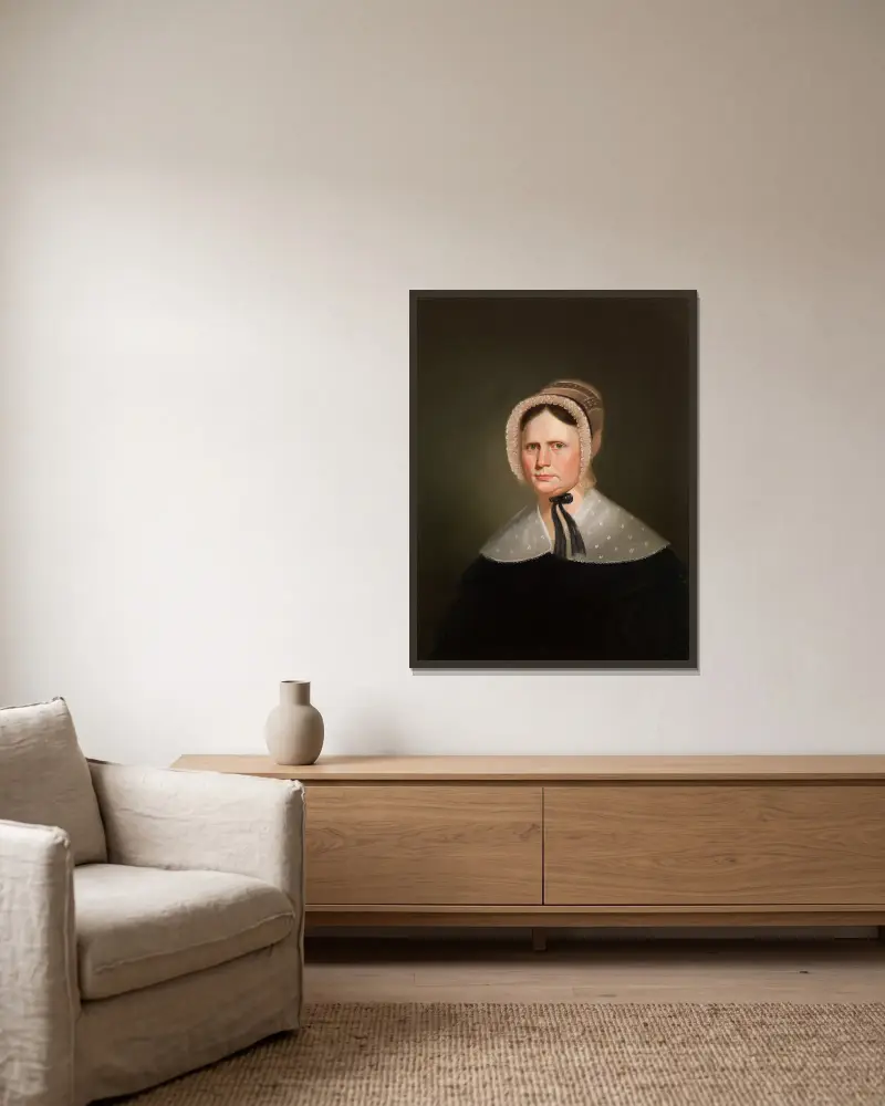 Elizabeth Morton Woodson Lewis (Mrs. Henry Lewis) av George Caleb Bingham inramad på en vägg