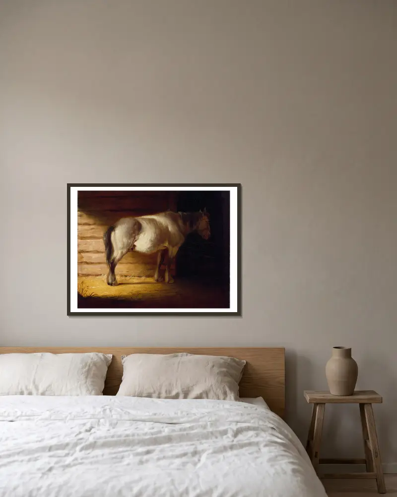 Starý kůň na poli, George Caleb Bingham v rámu na stěně