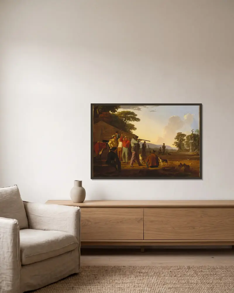 Střelba na býka, George Caleb Bingham v rámu na stěně