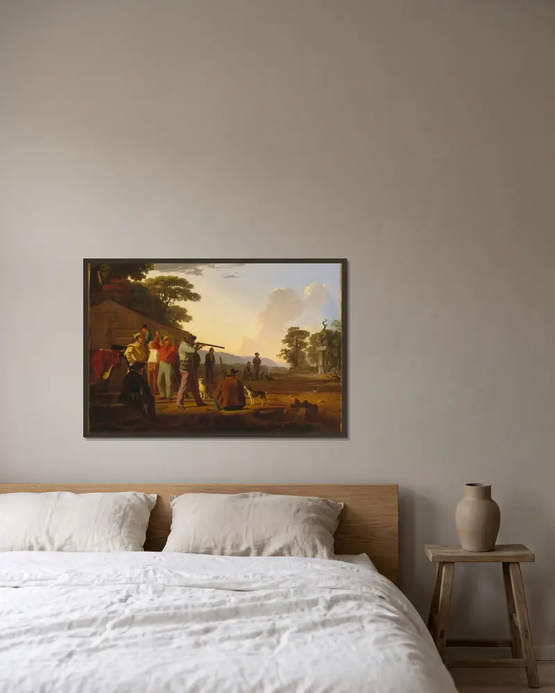 Střelba na býka, George Caleb Bingham v rámu na stěně