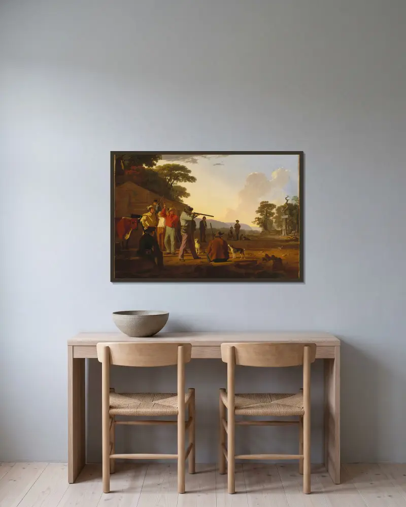 Střelba na býka, George Caleb Bingham v rámu na stěně
