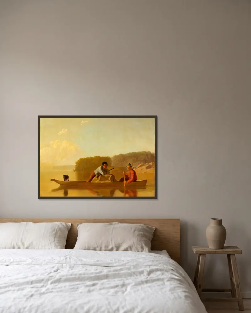 Die Rückkehr der Pelzjäger von George Caleb Bingham gerahmt an einer Wand