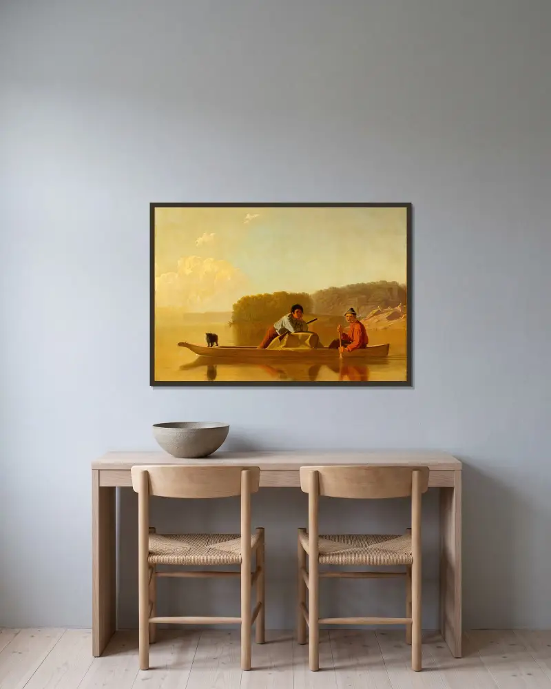 Die Rückkehr der Pelzjäger von George Caleb Bingham gerahmt an einer Wand