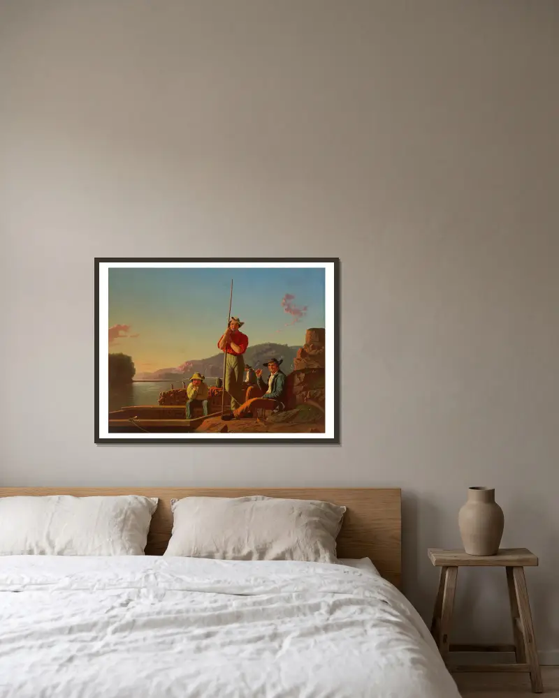 Das Holzschiff von George Caleb Bingham gerahmt an einer Wand