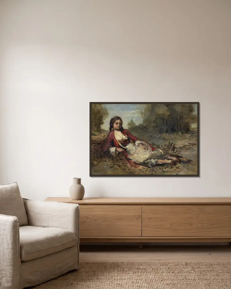 Alžířanka, Jean-Baptiste-Camille Corot v rámu na stěně