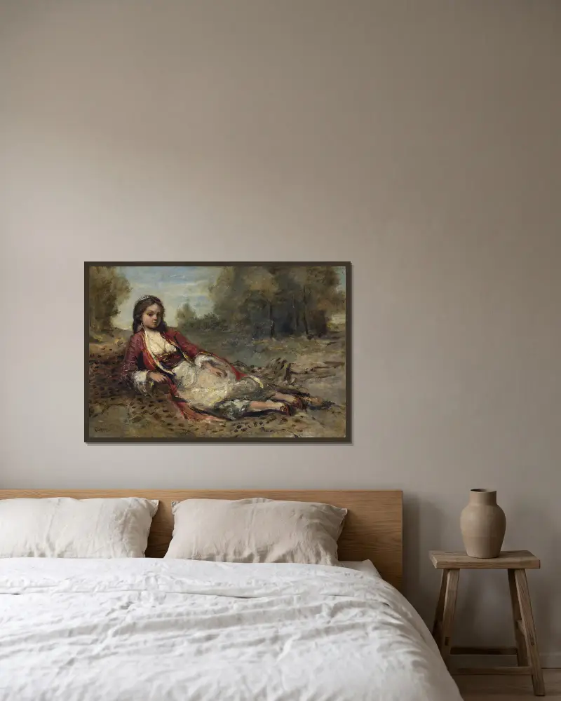 Alžířanka, Jean-Baptiste-Camille Corot v rámu na stěně