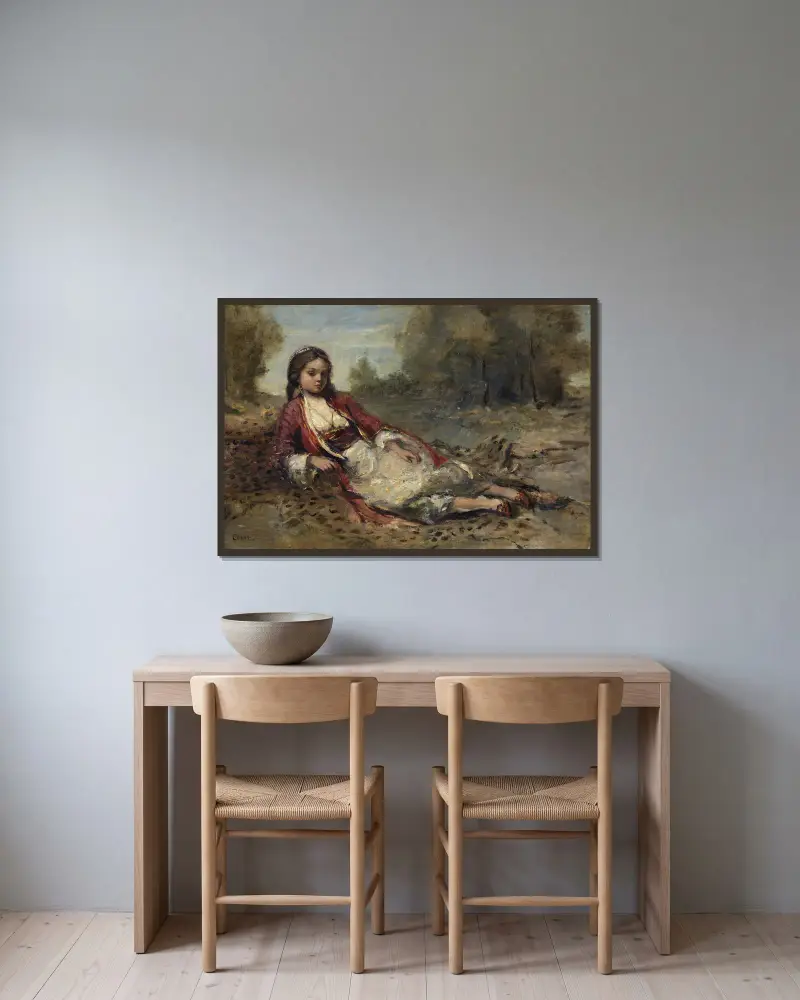 Alžířanka, Jean-Baptiste-Camille Corot v rámu na stěně