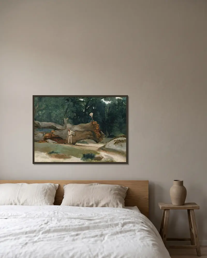 Holzfäller von Jean-Baptiste-Camille Corot gerahmt an einer Wand