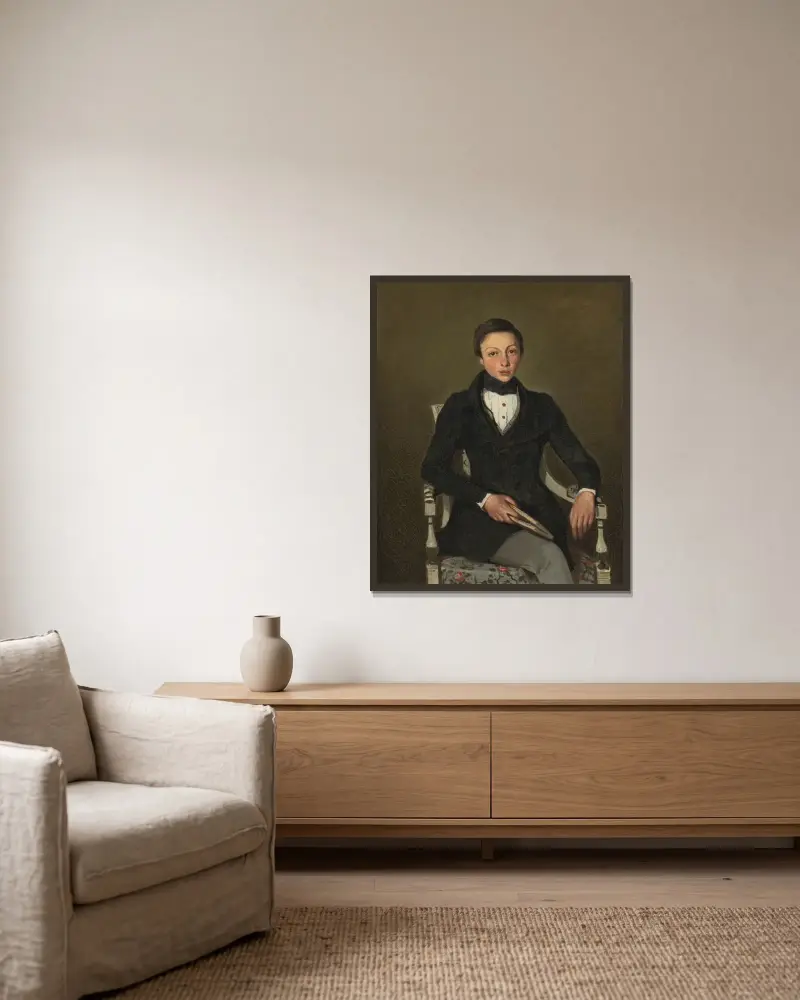 Camille Sennegon, artist’s nephew av Jean-Baptiste-Camille Corot inramad på en vägg
