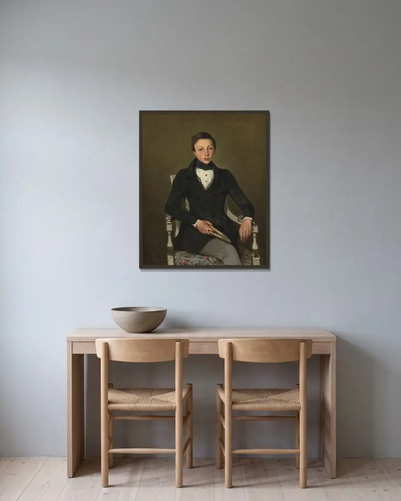 Camille Sennegon, artist’s nephew av Jean-Baptiste-Camille Corot inramad på en vägg