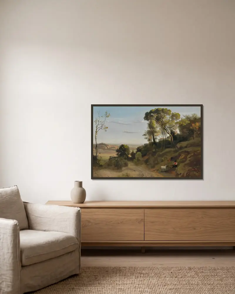 Campagne De Naples av Jean-Baptiste-Camille Corot inramad på en vägg