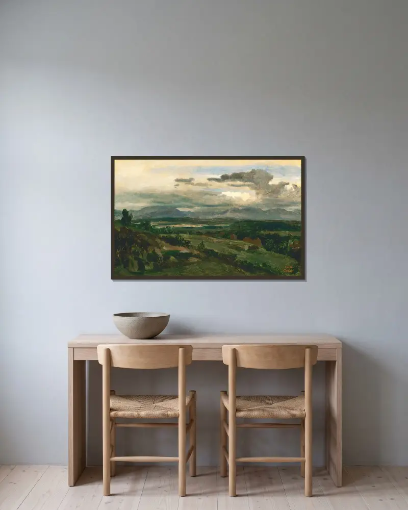 Civita Castellana av Jean-Baptiste-Camille Corot inramad på en vägg