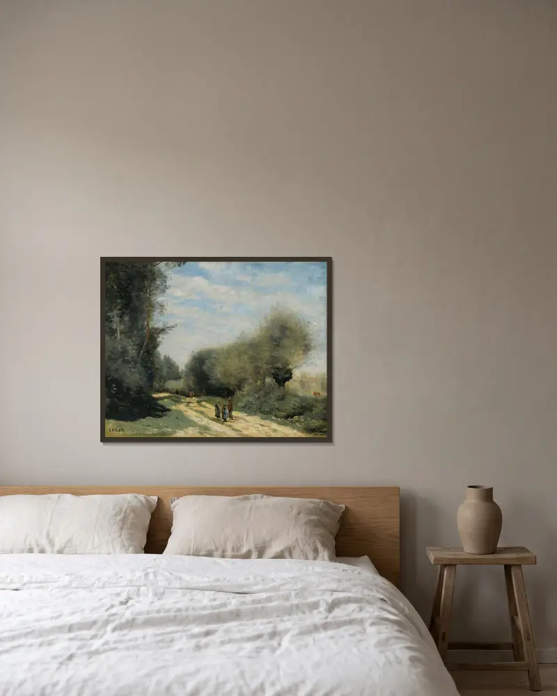 Crécy-en-Brie – Weg auf dem Land von Jean-Baptiste-Camille Corot gerahmt an einer Wand