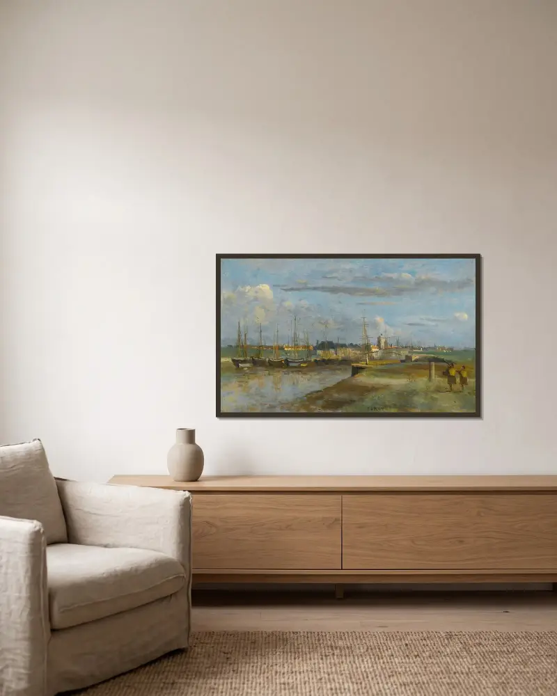 Dunkerque; der Hinterhafen von Jean-Baptiste-Camille Corot gerahmt an einer Wand