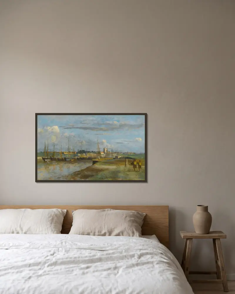 Dunkerque; der Hinterhafen von Jean-Baptiste-Camille Corot gerahmt an einer Wand
