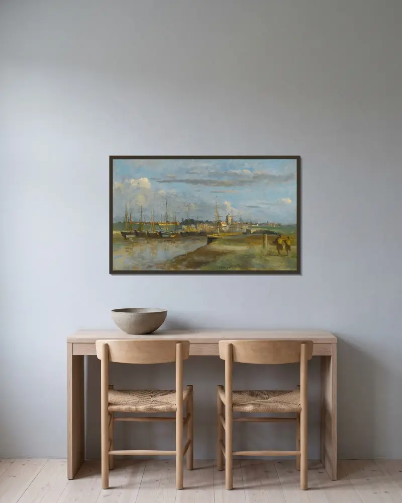 Dunkerque; der Hinterhafen von Jean-Baptiste-Camille Corot gerahmt an einer Wand