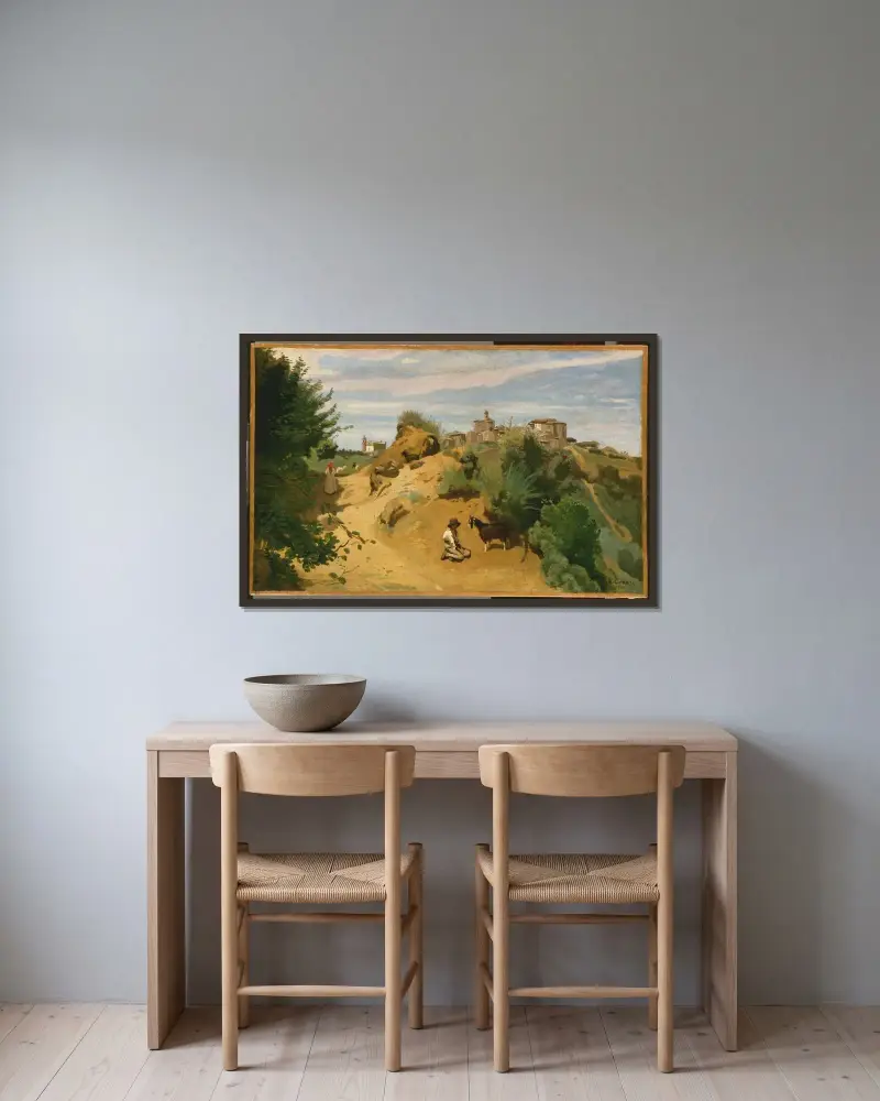 Genzano, Jean-Baptiste-Camille Corot v rámu na stěně