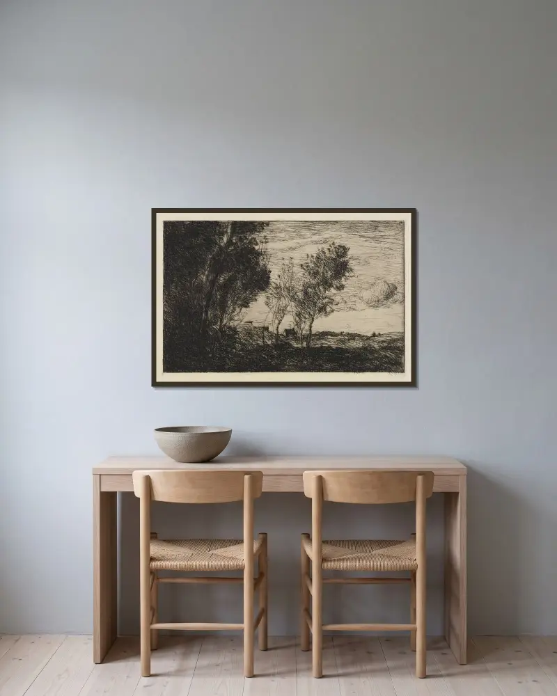 W wydmach, Jean-Baptiste-Camille Corot w ramie na ścianie