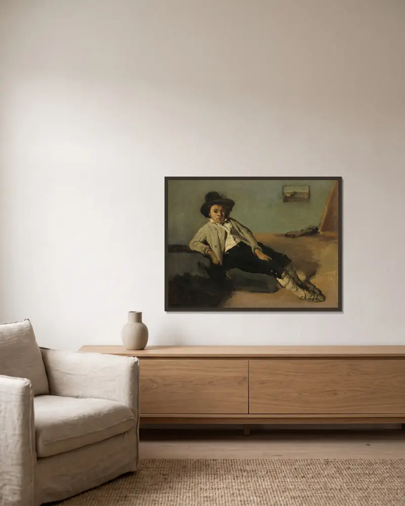 Italian Peasant Boy av Jean-Baptiste-Camille Corot inramad på en vägg