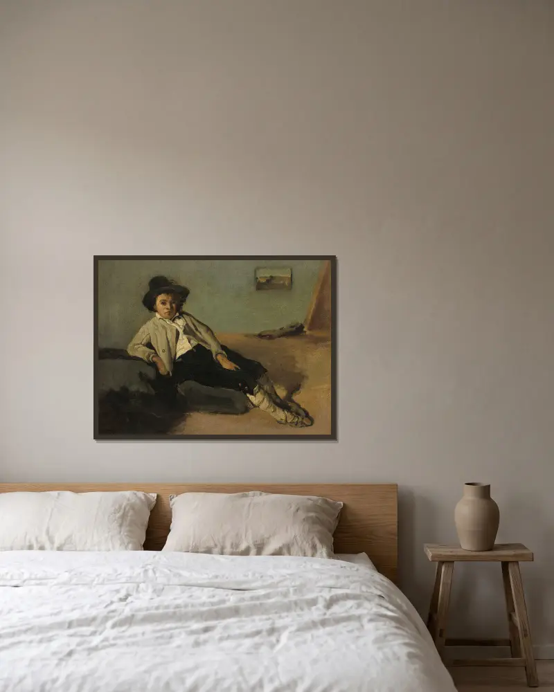 Italian Peasant Boy av Jean-Baptiste-Camille Corot inramad på en vägg