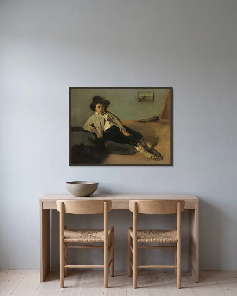 Italian Peasant Boy av Jean-Baptiste-Camille Corot inramad på en vägg