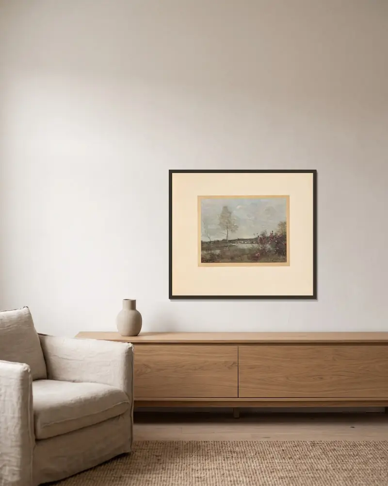 Joinville-sur-Marne von Jean-Baptiste-Camille Corot gerahmt an einer Wand