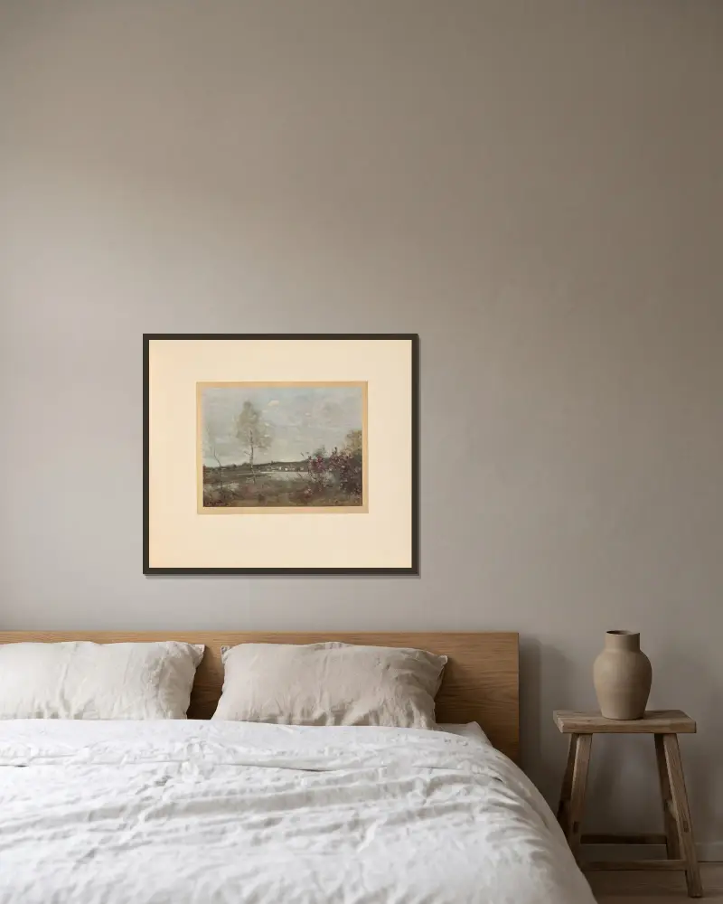 Joinville-sur-Marne von Jean-Baptiste-Camille Corot gerahmt an einer Wand