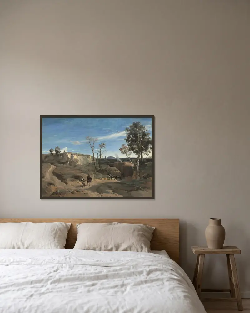 La Cervara, den romerska campagnan av Jean-Baptiste-Camille Corot inramad på en vägg