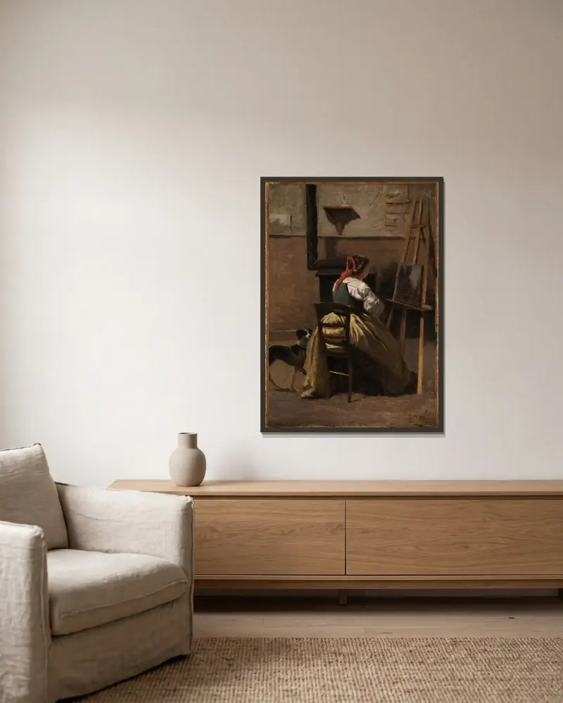 Corots Atelier von Jean-Baptiste-Camille Corot gerahmt an einer Wand
