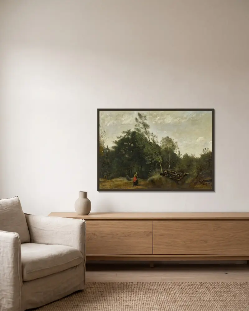 Lisière de bois en Limousin av Jean-Baptiste-Camille Corot inramad på en vägg