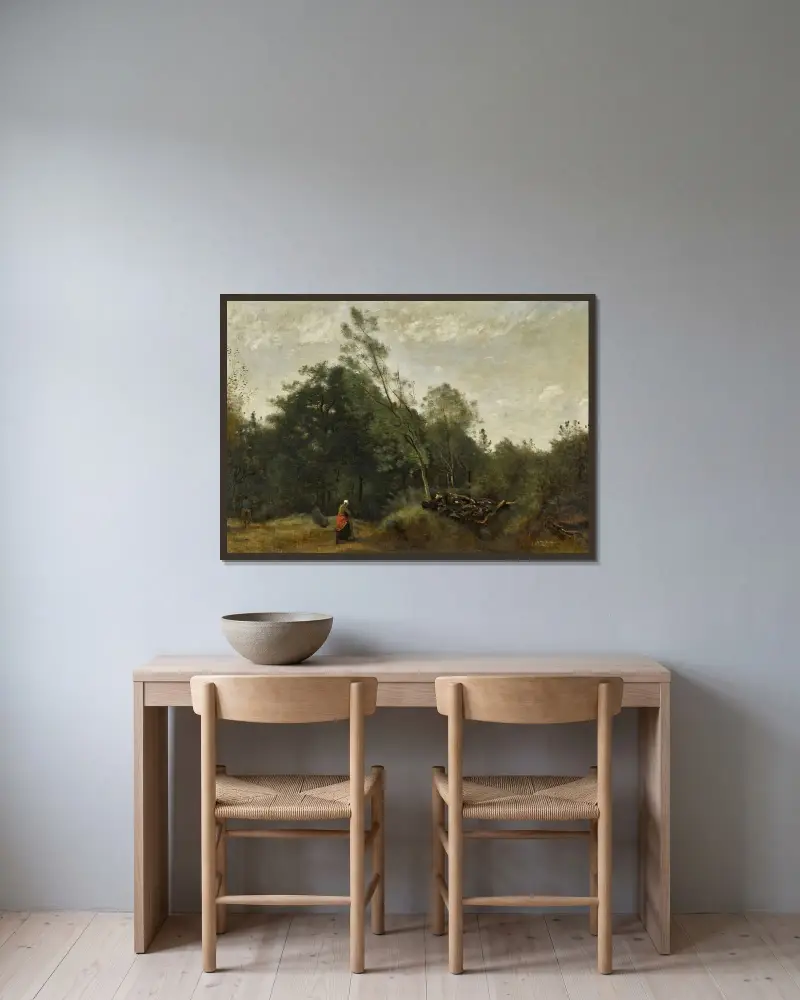 Lisière de bois en Limousin av Jean-Baptiste-Camille Corot inramad på en vägg