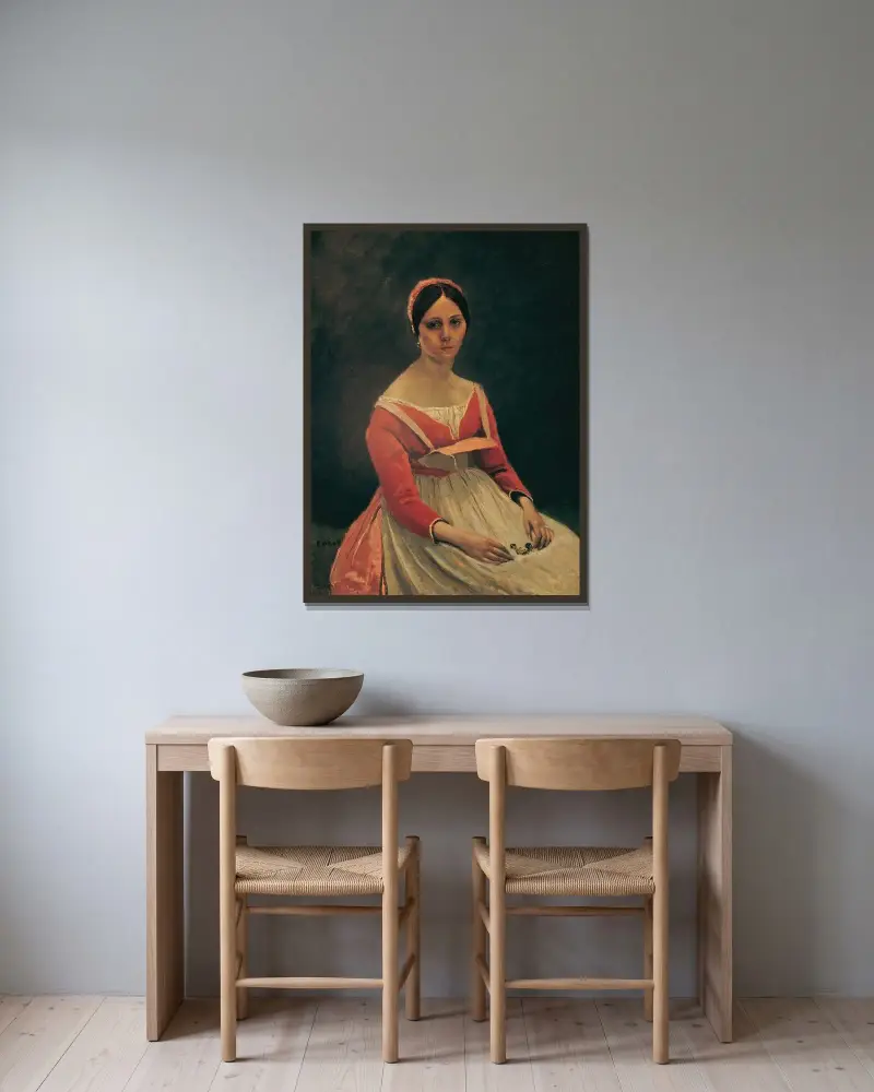 Madame Legois av Jean-Baptiste-Camille Corot inramad på en vägg