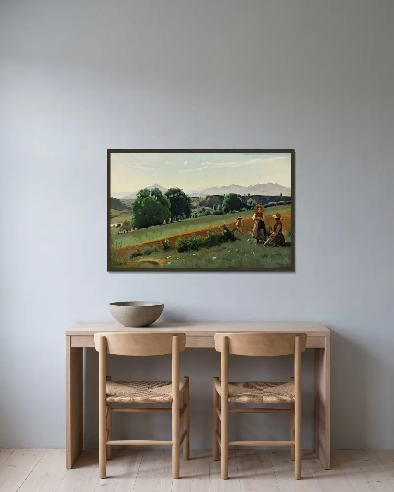 Mornex (Haute-Savoie)-Au Fond, Le Môle av Jean-Baptiste-Camille Corot inramad på en vägg