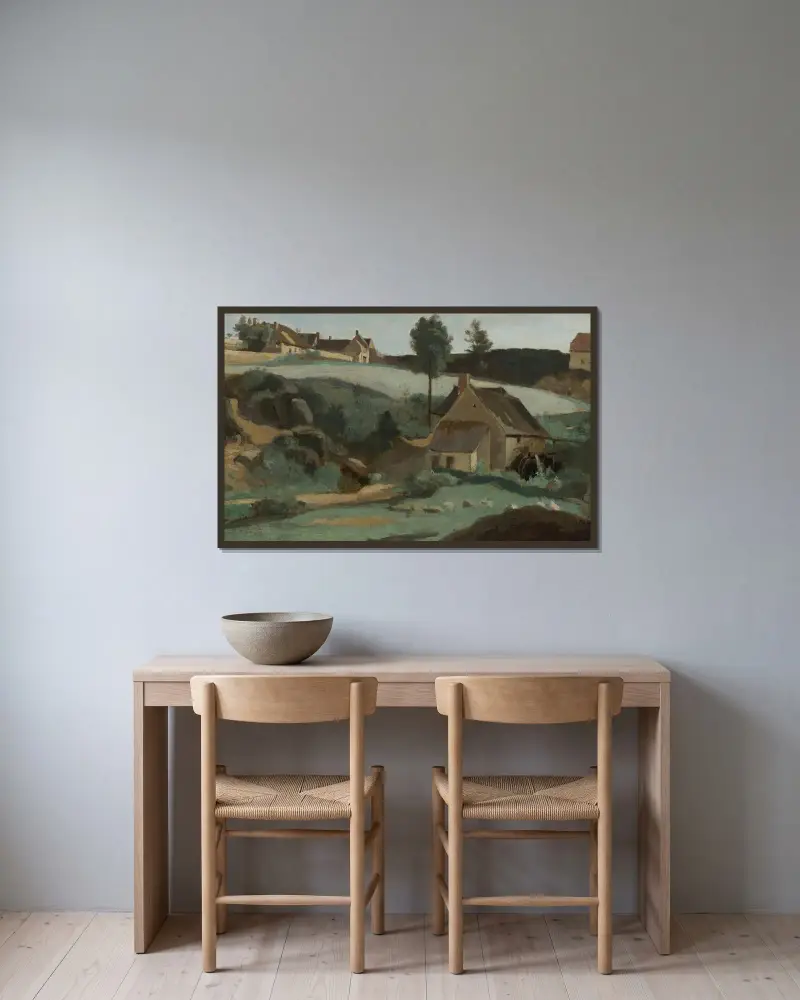 Morvan, Kleine Mühle von Jean-Baptiste-Camille Corot gerahmt an einer Wand